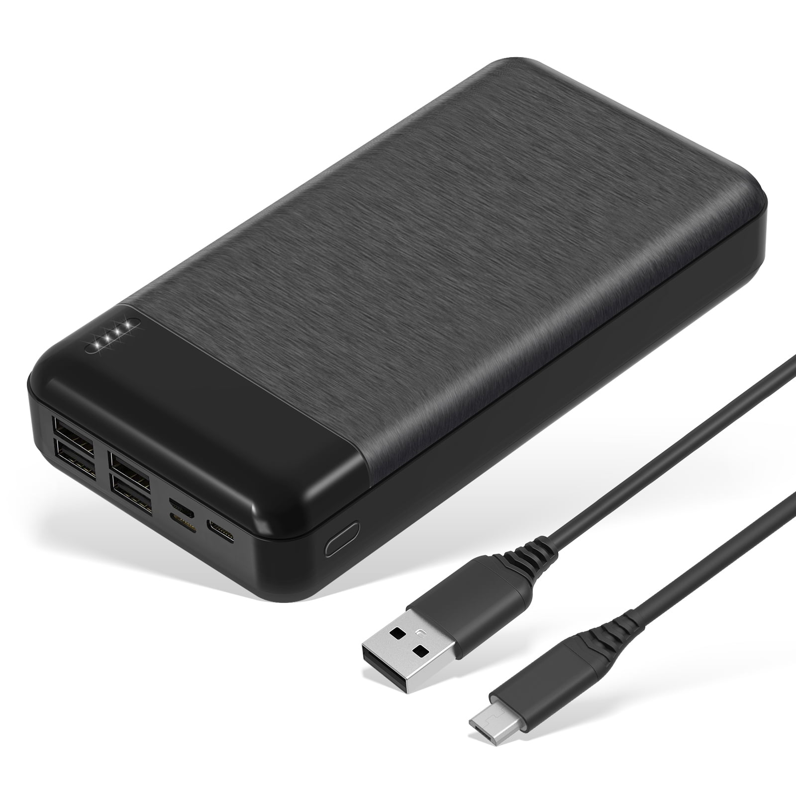 JONKUU 30000mAh Portable Charger Power Bank, Fast Charging with 4 USB Outputs and 3 Inputs, Black