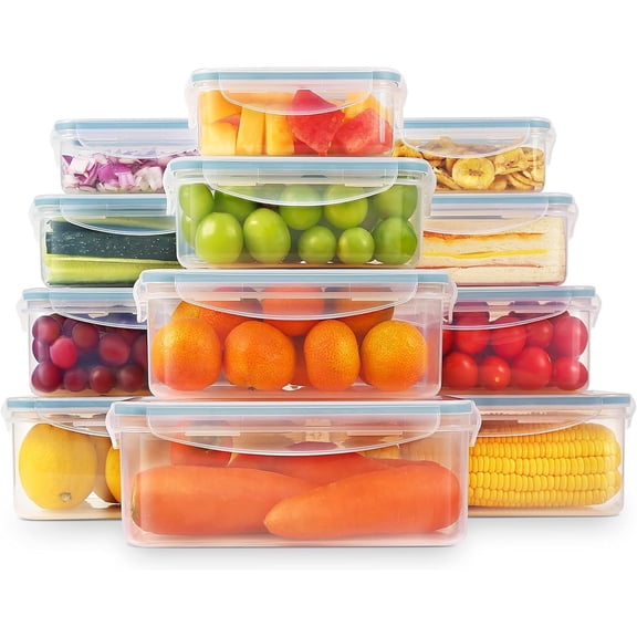 YASHE 12 PCS Food Storage Containers , Plastic Food Containers with Lids For Fridge, Dishwasher & Microwave Safe, Keep Berry Fruit Vegetable Food Meat Fresh Longer