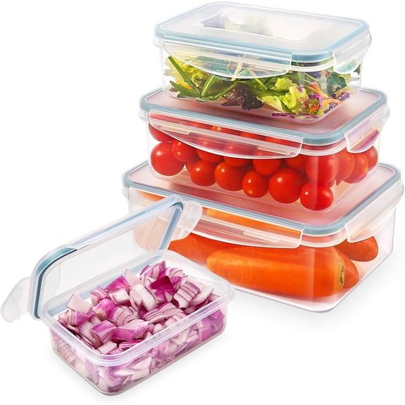 YASHE 4 PCS Food Storage Containers , Plastic Food Containers with Lids For Fridge, Dishwasher & Microwave Safe, Keep Berry Fruit Vegetable Food Meat Fresh Longer