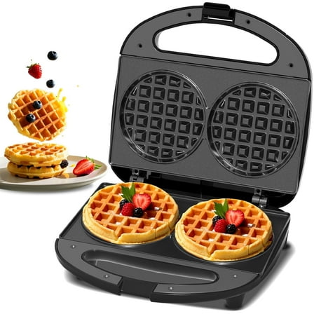 OSTBA Mini Waffle Maker 750W - Double 4-Inch Belgian Waffles Iron, Nonstick Plates, Compact Breakfast Appliance, Cool-Touch Handle & Easy Clean - Perfect for Kids & Family Breakfast
