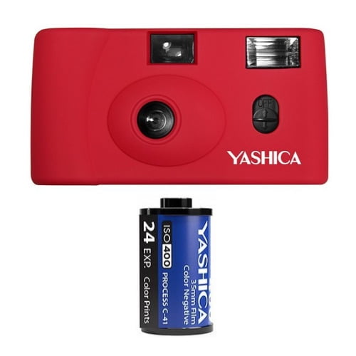 YASHICA MF-1 Snapshot Art 35mm Film Camera Set (Red)