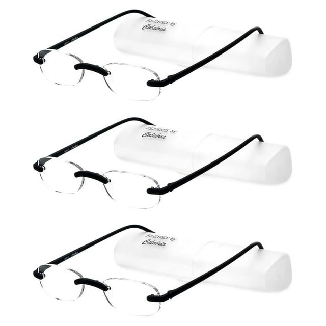 YASHYANNA 715 Flexies Oval Bendable Rimless Reading Glasses +1.25 Ebony (3Pack) Men Women