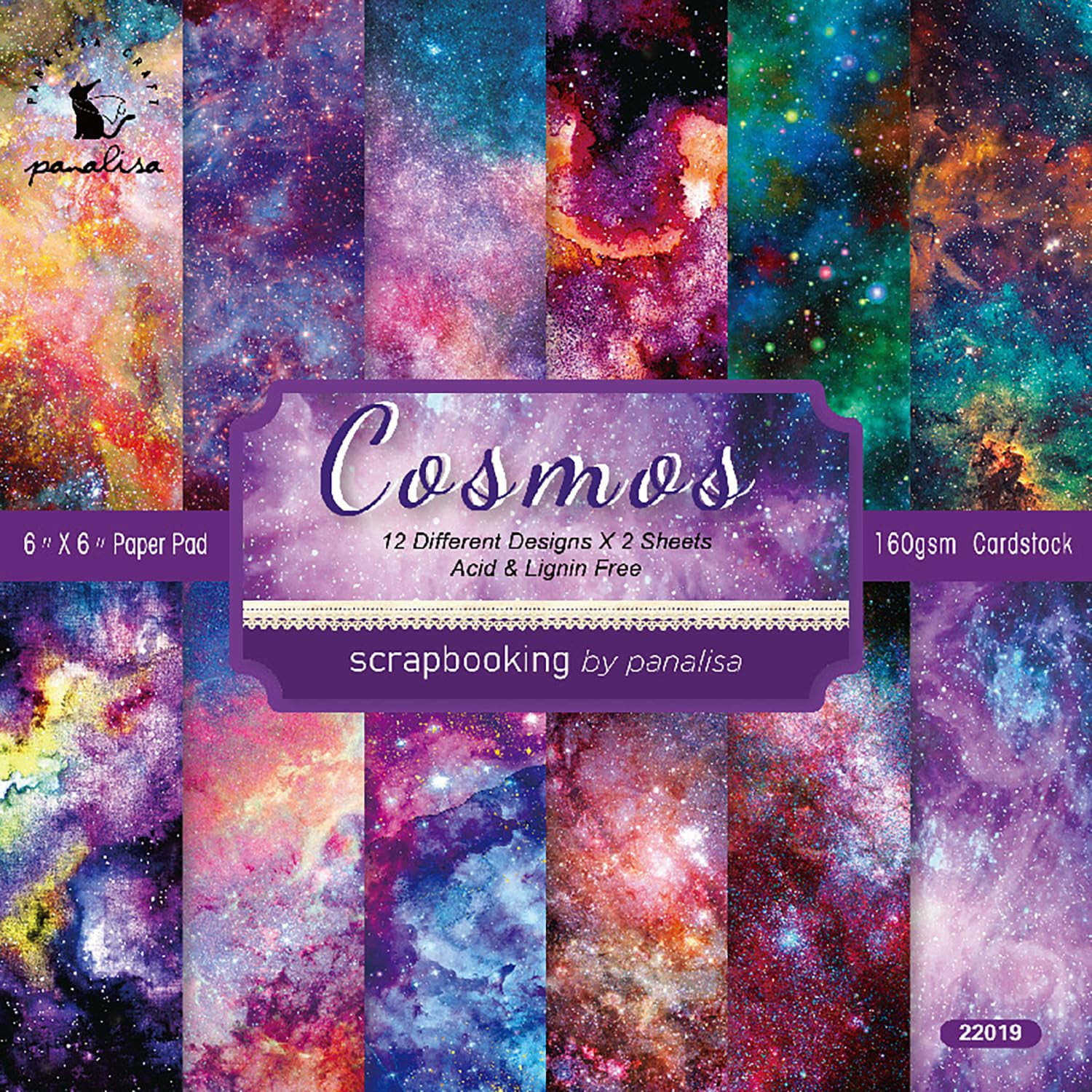 YASMEN Scrapbook Paper Pad, 24 Sheets Space Galaxy Themed Mixture