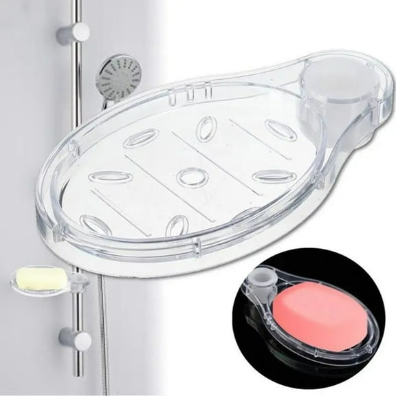 YASONIC 1PC 22/25mm Plastic Soap Dishes Box Soap Holder Shower Rod Slide Bar Storage Rack Transparent Holder Bathroom Accessory