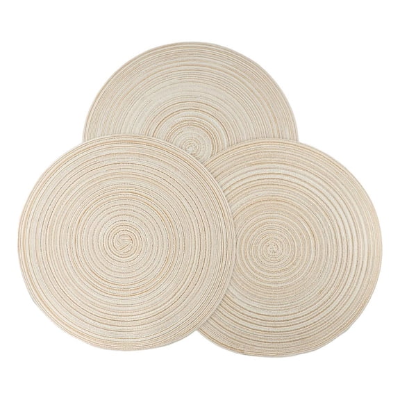YASONIC Anti Scalding Pad Cotton Woven Round Placemats and Coasters Set 3pc Table Mats
