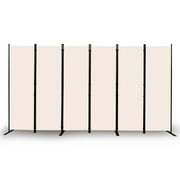 YASRKML 6 Panel Folding Privacy Screen, 6Ft Tall Room Divider with Wider Support Feet, Portable Wall Dividers Room Partition, Beige