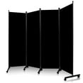 thumbnail image 1 of YASRKML 6FT 4 Panel Rolling Room Divider, Self-lockable Room Dividers and Folding Privacy Screens with Wheels, Partition Privacy Screens , Portable Wall Divider for Room Separation, Black, 1 of 7
