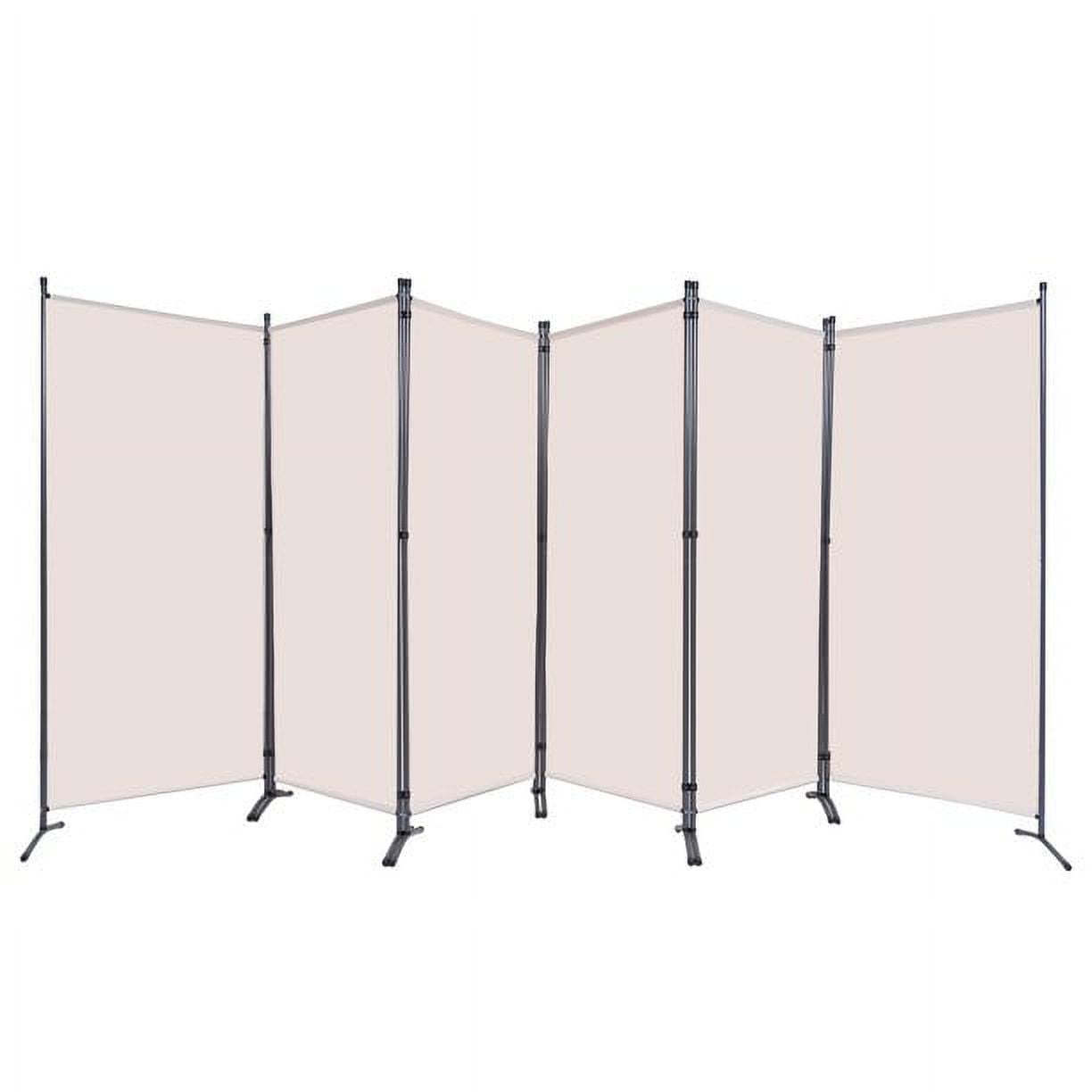 YASRKML Portable Folding Privacy Screen for Office Steel Frame & Polyester Fabric Beige, 6 Count