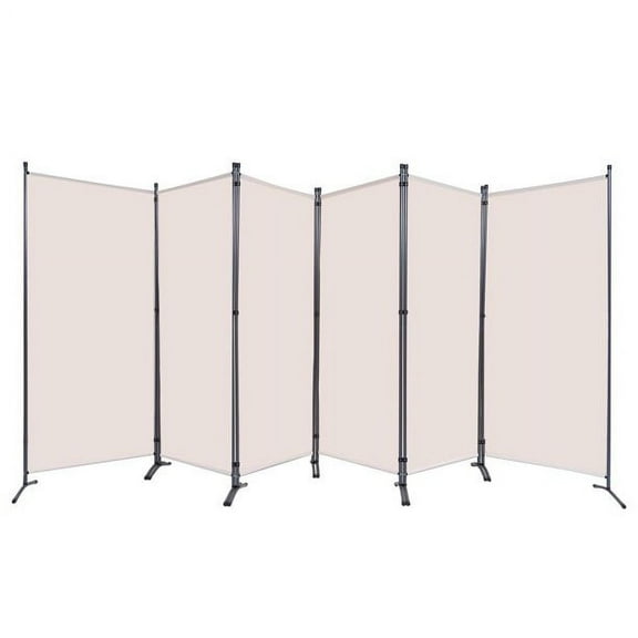 YASRKML Portable Folding Privacy Screen for Office Steel Frame & Polyester Fabric Beige, 6 Count