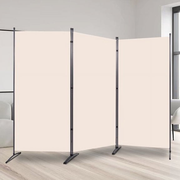 YASRKML Room Divider, 3 Panel Folding Privacy Screen for Office, Room Divider Screen Freestanding Partition Room Separators Fabric Panel 102"x71.3", Beige