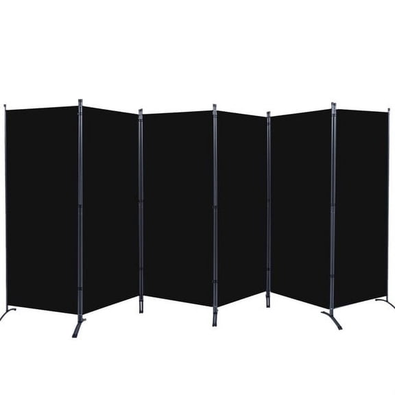 YASRKML Room Divider, 6 Panel Folding Privacy Screen for Office, Room Divider Screen Freestanding Partition Room Separators Fabric Panel 204"x71.3", Black