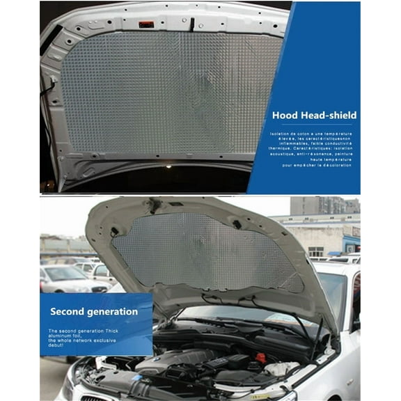 YASSDWBN Insulation Cotton Car Hood Panel High Noise Reduction, Silver