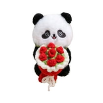 YATAV 4.3" Cute Panda Dolls - Holding Flowers or Lucky Mahjong,Soft Stuffed Plush Animal Toys - Perfect Birthday Valentine's Day Christmas Gift(A)