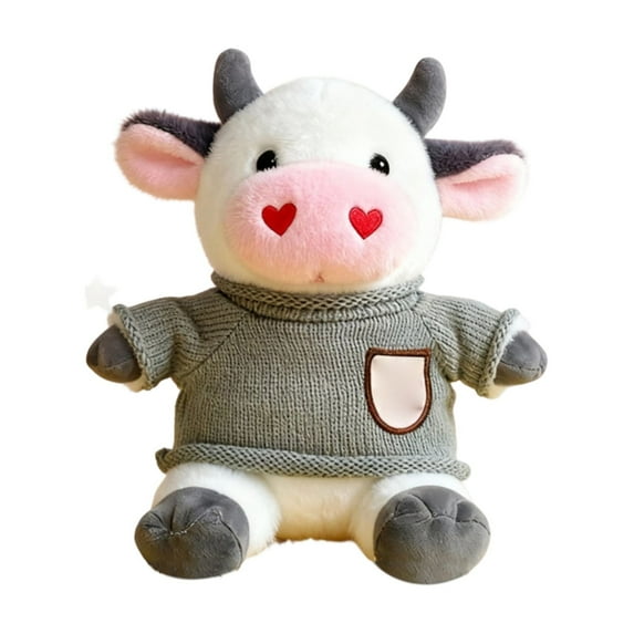 YATAV Adorable Cow Stuffed Animal with Heart Nose - Pocket-Sized Play - Collectable Fun - Everlasting Companion - Birthday Holiday Gifts 9 Inches(A)