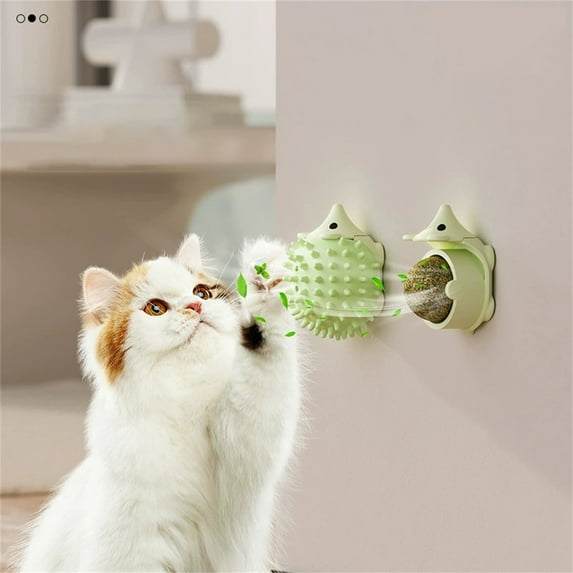 YATAV Catnip Hedgehog Toys for Indoor Cats,Cat Self Groomer with Catnip Ball & Gall Fruit,Cat Toy Ball Stick on Wall,Kitty Teeth Cleaning Dental Chew Toys,Catnip Wall Balls for Cats Lick