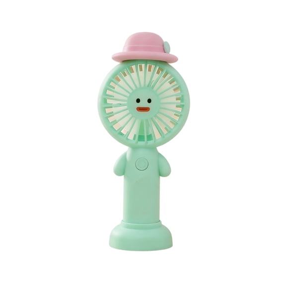 YATAV Cute Hat Character Handheld Mini Fan,3-Speed USB Rechargeable Portable Fan with Base (Mint Green)
