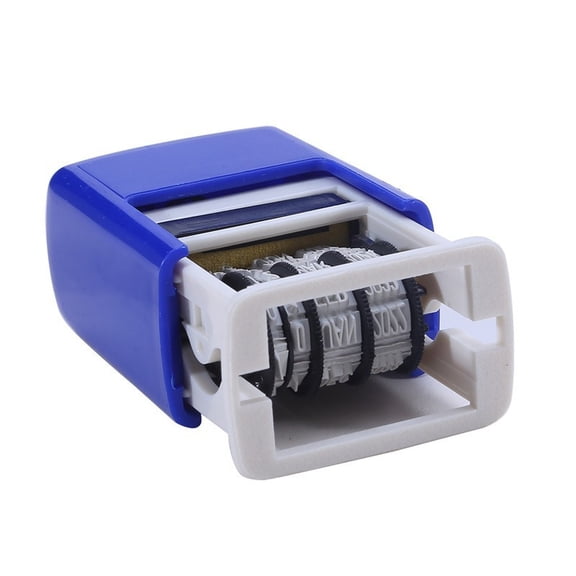 YATAV Date Stamps 1PC Self-Inking English Date Seal Mini Words Wheel Plastic Mud Set Emboss Account Supplies Roller Stamping Seal DIY School Office Supplies(Need to Add Ink Yourself)-Blue