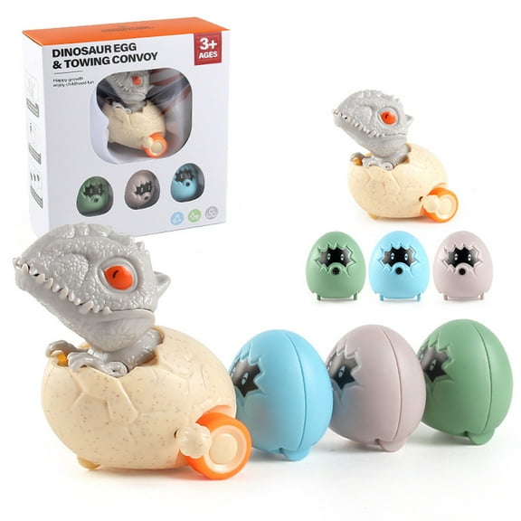 YATAV Dinosaur Egg Car - Magnetic Connection 4pc Dinosaur Eggs - Safe and Sturdy Material Not Easy to Damage - Birthday Christmas Gift for Dinosaur Lovers(Gray)
