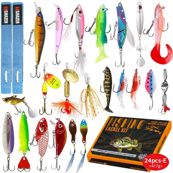 YATAV Fishing Advent Calendar 2026 24Pcs Fishing Lure Kits Christmas Advent Calendar with Soft Plastic Baits for Men Teens Boys