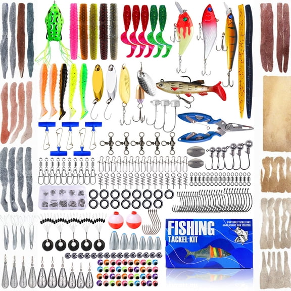 YATAV Fishing Lure Kit for Freshwater Saltwater Bass Trout Salmon - 322pcs Tackle Box with Spoons,Soft Plastics,Spinnerbaits,Crankbaits,Hooks and Fishing