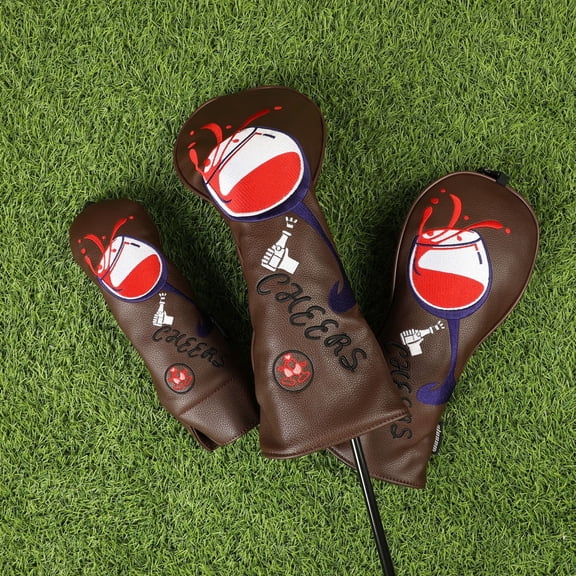 YATAV Golf Club Covers,4pcs Golf Head Covers for Woods,Driver,Fairway,Hybrid - Premium PU Leather Golf Club Head Cover(Brown)