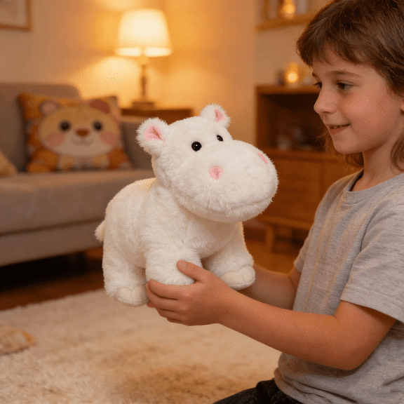 YATAV Hippo Plush Toy | Super Soft Hippo Stuffed Animals | Cute Plushies for Bedroom or Playroom | 10-in Safari Stuffed Animals | Hippo Stuffed Animal Toys