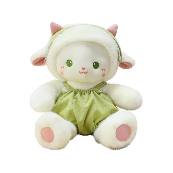 YATAV Lamb Toys Plush Cream Lamb Sheep Stuffed Animal with Fluffy Soft Ears,Adorable Sheep Plush Toy with Overalls Design,Birthday and Easter Gifts(Green)