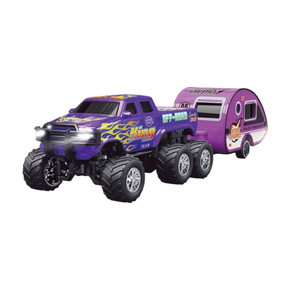 YATAV Mini RC Car,1/64 Scale Mini Remote Control Monster Truck with Trailer,2.4Ghz & APP Remote Control,Rechargeable Alloy Shell Mini RC Cars with Lights,Speed/Steering Adjustable(Purple)
