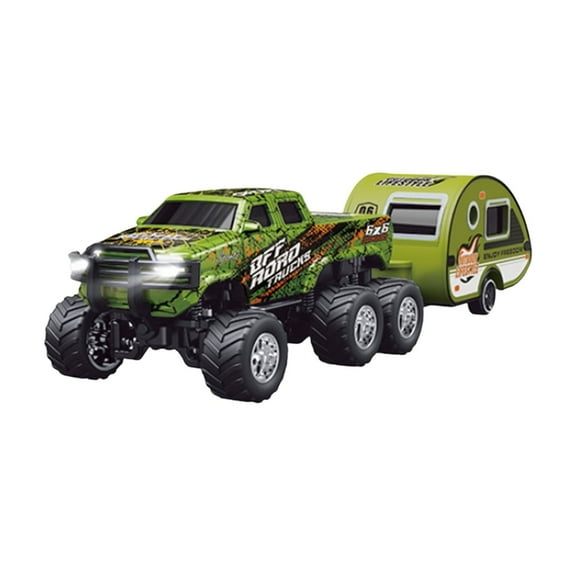 YATAV Mini RC Car,1/64 Scale Mini Remote Control Monster Truck with Trailer,2.4Ghz & APP Remote Control,Rechargeable Alloy Shell Mini RC Cars with Lights,Speed/Steering Adjustable(Green)