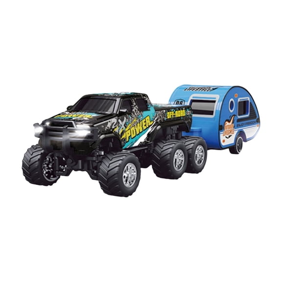 YATAV Mini RC Car,1/64 Scale Mini Remote Control Monster Truck with Trailer,2.4Ghz & APP Remote Control,Rechargeable Alloy Shell Mini RC Cars with Lights,Speed/Steering Adjustable(Black)