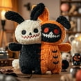 thumbnail image 1 of YATAV Rabbit Plush Doll,Halloween Scary Two-headed Rabbit Stuffed Animal Long Ears Standing Toy,Suitable for Kids Easter Halloween Birthday Gift(Black & Orange,10"), 1 of 3