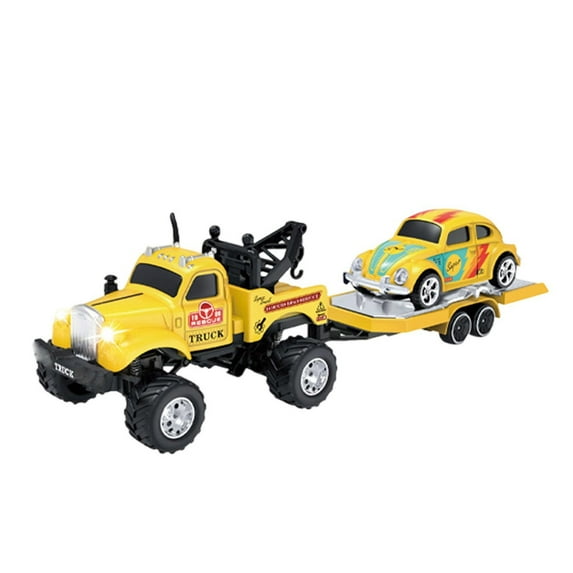 YATAV Remote Control Semi Truck Toys,RC Semi Truck with Trailer,Construction Vehicle Toy with Sound and Light,Birthday Christmas Gifts Ideas,1/24 Flatbed Trucks(Yellow)