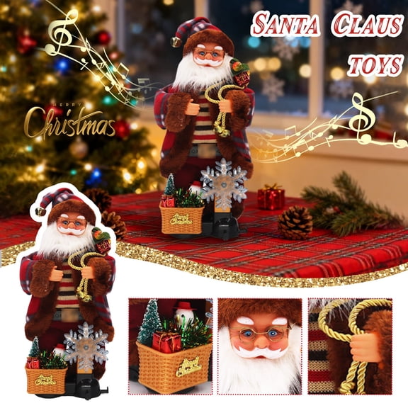 YATAV Santa Claus Electric Toy,Flashing LED Snowflake Santa Claus Singing Musical Christmas Toys Animated Santa Claus Figurines Christmas Party Decoration Gifts