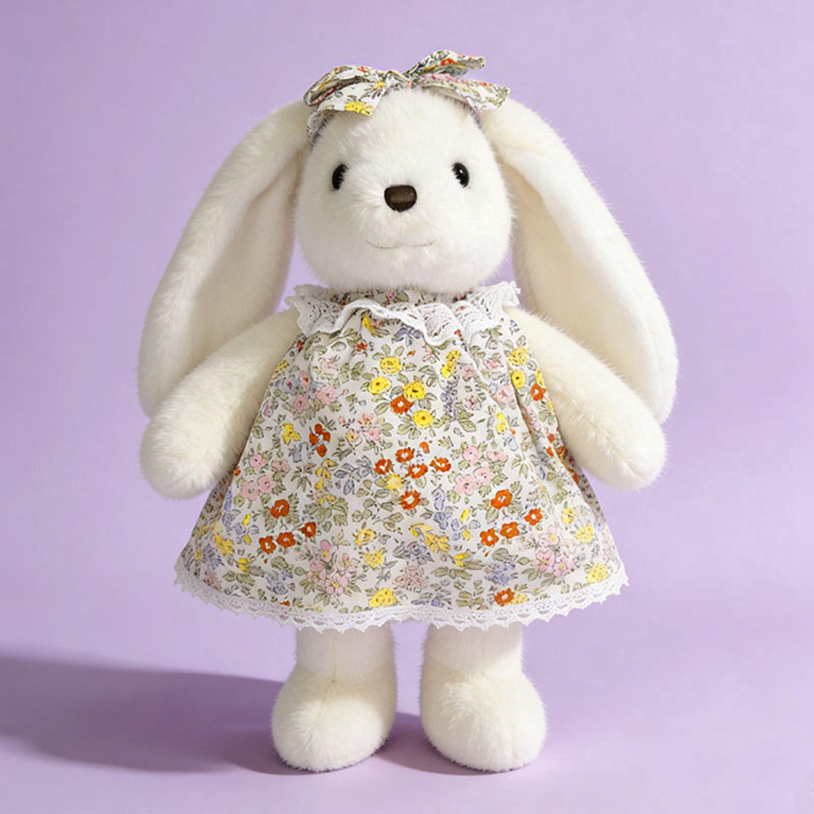 YATAV Small Soft Stuffed Animal Bunny Rabbit Plush Toy with Bow 10inch Easter Birthday Gift (Rabbit Wearing Colorful Vintage Dress)