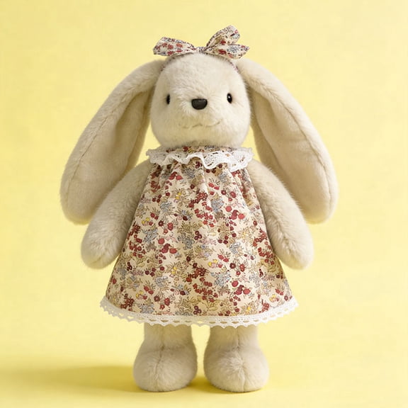 YATAV Small Soft Stuffed Animal Bunny Rabbit Plush Toy with Bow 10inch Easter Birthday Gift (Rabbit Wearing Colorful Vintage Dress)
