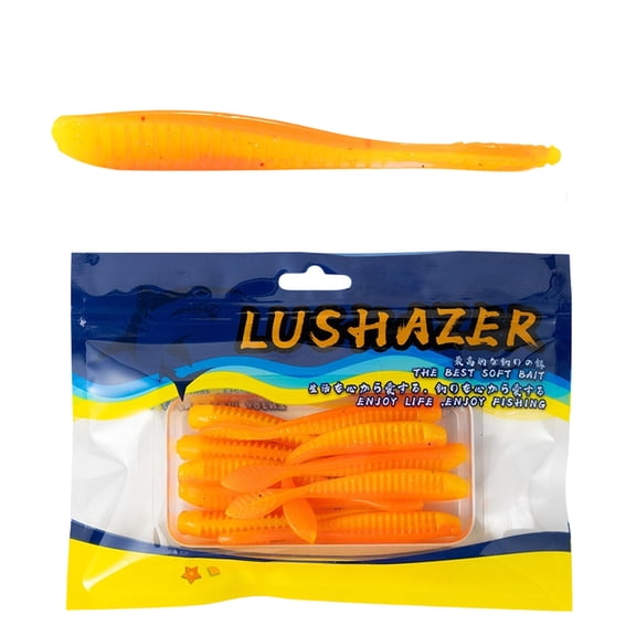 YATAV Soft Plastic Fishing Lures Swim Baits for Bass Fishing,10pcs with Box,Soft Plastic Swimbaits for Bass Trout Crappie Lures Kit for Saltwater Freshwater,Soft Plastic Baits(Saffron,3.3")