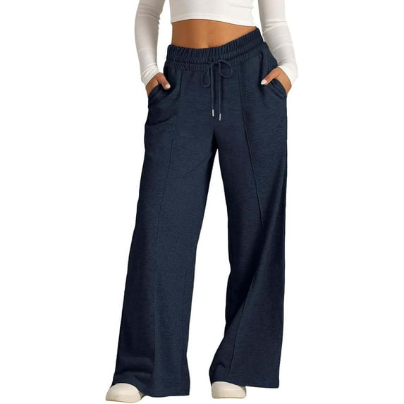 YATELLE 2025 High Waisted Wide Leg Pants for Women Baggy Yoga Sweatpants Comfy Cotton Lounge Elastic Drawstring Joggers