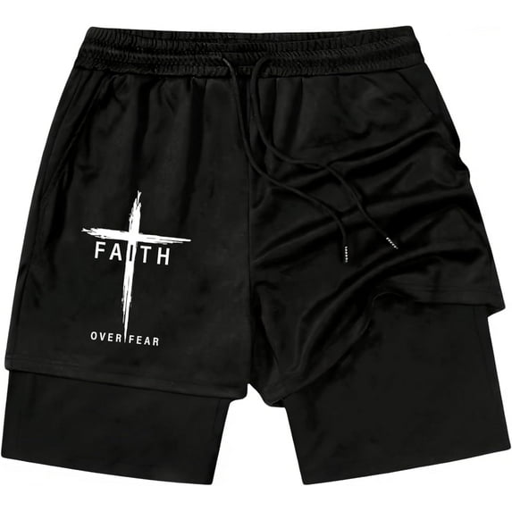 YATELLE Double-layer Sports Fitness Casual Shorts 2 In 1 Running Shorts