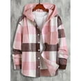 thumbnail image 1 of YATELLE Manfinity Homme Men Plaid Print Drawstring Hooded Shacket Without Tee, 1 of 5