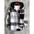 thumbnail image 1 of YATELLE Manfinity Homme Men Plaid Print Drawstring Hooded Shacket Without Tee, 1 of 5