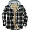 thumbnail image 1 of YATELLE Men's Cotton Plaid Shirts Jacket Fleece Lined Flannel Shirts Sherpa Button Down Jackets with Hood for Men, 1 of 7