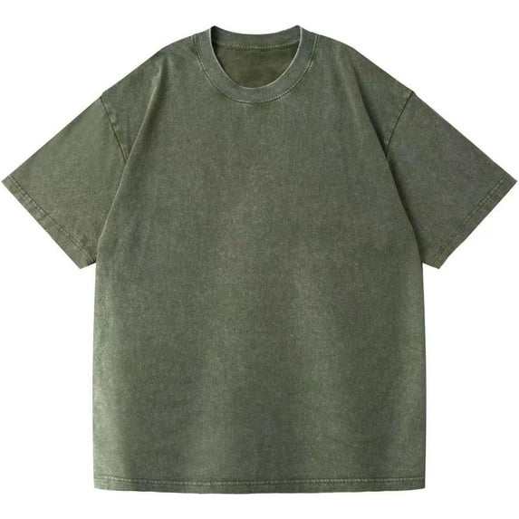 YATELLE Men's Cotton T-Shirt Plus Size Neutral Retro Short Sleeved Casual Loose Washed Solid Color Basic T-Shirt top