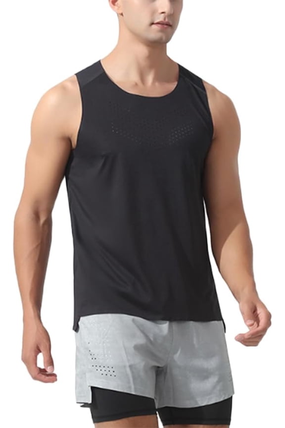 Men's Elastic Breathable Quick Drying Vest Workout Bodybuilding Sports Singlet Fitness Gym Tank Top