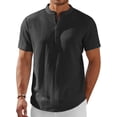 thumbnail image 1 of YATELLE Men's Henley Shirt Short Sleeve Stand Collar Summer Casual Beach Hippie T-Shirts, 1 of 6