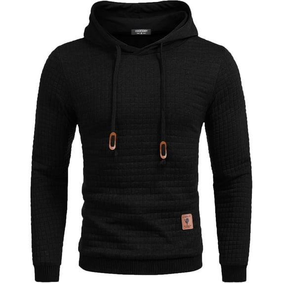 YATELLE Mens Hooded Sweatshirt Casual Long Sleeve Drawstring Waffle Knit Pullover Hoodies