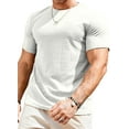 thumbnail image 1 of YATELLE Mens T-Shirt Casual Stretch Solid Crewneck Short Sleeve Tees Textured Shirts, 1 of 6
