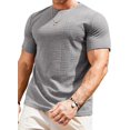 thumbnail image 1 of YATELLE Mens T-Shirt Casual Stretch Solid Crewneck Short Sleeve Tees Textured Shirts, 1 of 6