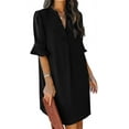 thumbnail image 1 of YATELLE Summer Dresses for Women V Neck Ruffle Short Sleeve Casual Shift Dress, 1 of 6