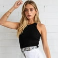 thumbnail image 1 of YATELLE Women Casual Basic Sleeveless Racerback High Neck Rib-Knit Y2k Crop Tank Top, 1 of 5