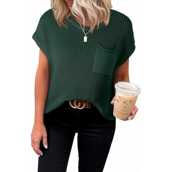 YATELLE Women's Casual Short Sleeve Loose Tunic Tops Lightweight Knit Spring Pullover Sweater Blouses